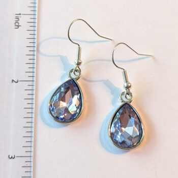 June Birthstone Mauve Glass Rhinestone Teardrop Earrings - Image 2