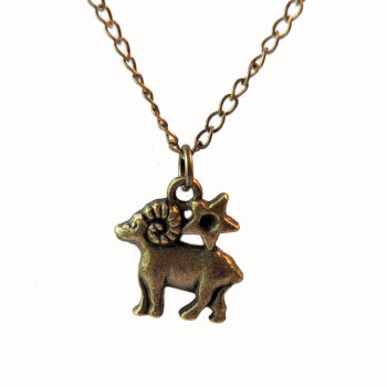 Aries Zodiac Charm Antique Bronze Necklace