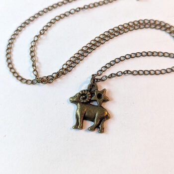 Aries Zodiac Charm Antique Bronze Necklace - Image 3