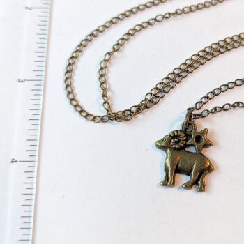 Aries Zodiac Charm Antique Bronze Necklace - Image 2