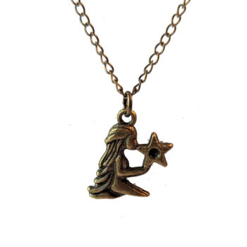 Virgo Zodiac Charm Antique Bronze Necklace