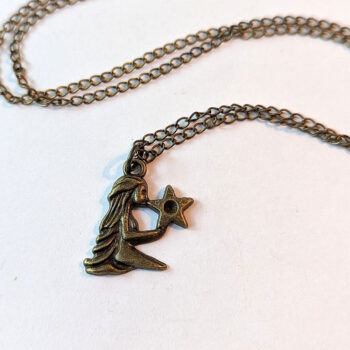 Virgo Zodiac Charm Antique Bronze Necklace - Image 3