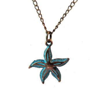 Antique Bronze Patina Curved Starfish Vintage Style Necklace