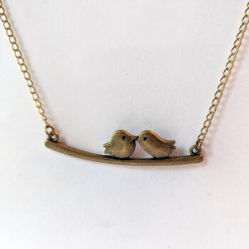 Love Birds on a Branch Antique Bronze Necklace - Image 4