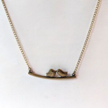 Love Birds on a Branch Antique Bronze Necklace - Image 3