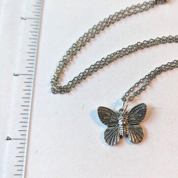 Small Butterfly Vintage Style Antique Silver Necklace - Image 2