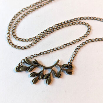 Arch Branch With Leaves Leaf Antique Bronze Necklace