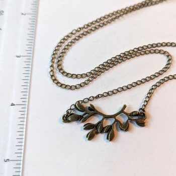 Arch Branch With Leaves Leaf Antique Bronze Necklace - Image 2