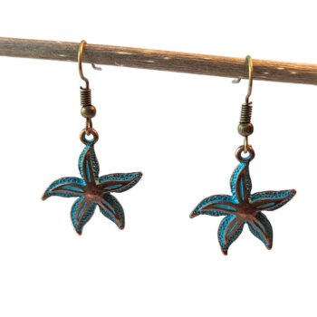 Starfish Curved Antique Bronze Patina Vintage Style Earrings