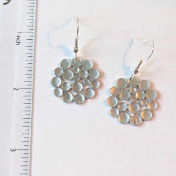 Silver Round Circle Earrings - Image 3