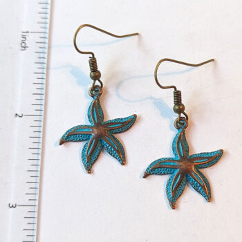 Starfish Curved Antique Bronze Patina Vintage Style Earrings - Image 3