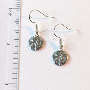 Dainty Round Hammered Stainless Steel Silver Earrings - Image 2