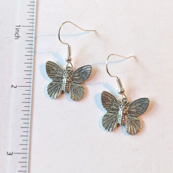 Small Butterfly Antique Silver Earrings - Image 2