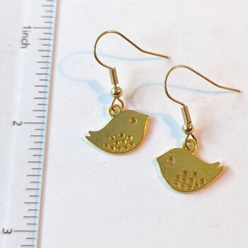 Small Partridge Bird Gold Earrings - Image 2