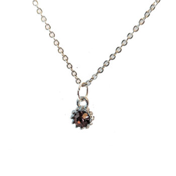 June Birthstone Mauve Rhinestone Charm Necklace