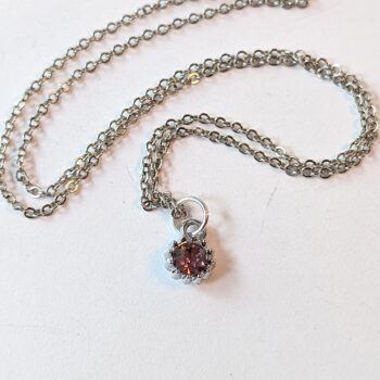 June Birthstone Mauve Rhinestone Charm Necklace - Image 3