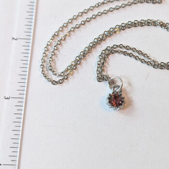 June Birthstone Mauve Rhinestone Charm Necklace - Image 2