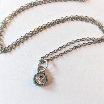 April Birthstone Clear Rhinestone Charm Necklace - Image 2