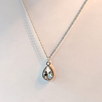 April Birthstone Clear Rhinestone Teardrop Necklace - Image 4