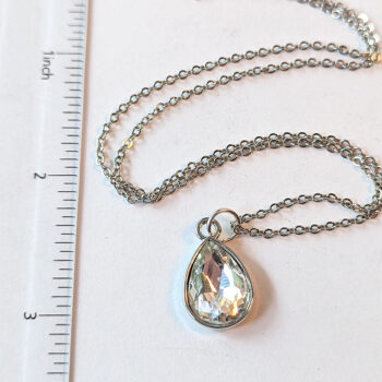 April Birthstone Clear Rhinestone Teardrop Necklace - Image 2