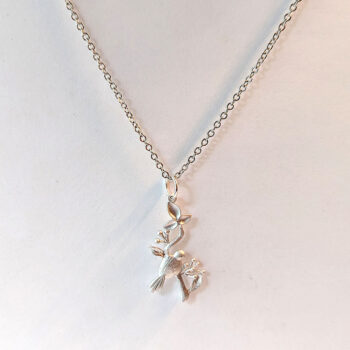 Silver Bird With Branch Necklace - Image 3