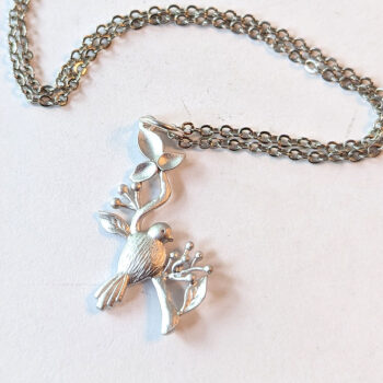 Silver Bird With Branch Necklace