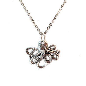 Antique Silver Small Octopus Vintage Style Necklace