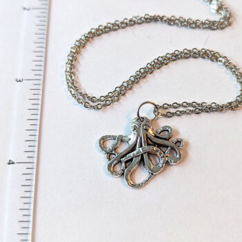 Antique Silver Small Octopus Vintage Style Necklace - Image 4