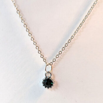 May Birthstone Dark Green Rhinestone Charm Necklace