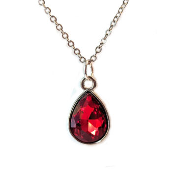 July Birthstone Red Rhinestone Teardrop Necklace