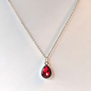 July Birthstone Red Rhinestone Teardrop Necklace - Image 5