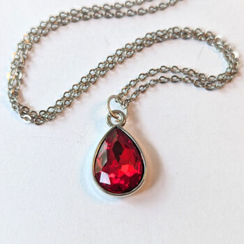 July Birthstone Red Rhinestone Teardrop Necklace - Image 4