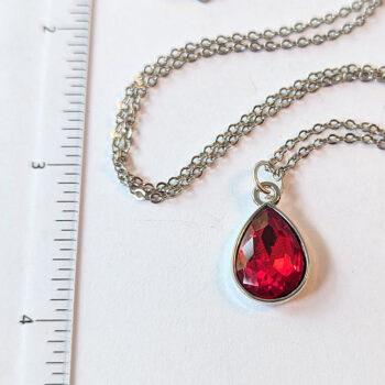 July Birthstone Red Rhinestone Teardrop Necklace - Image 3