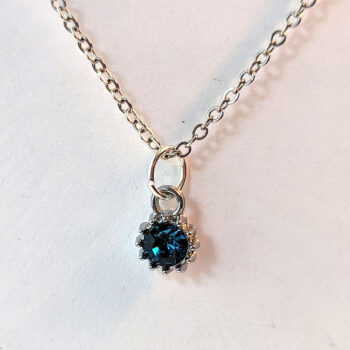 December Birthstone Royal Blue Rhinestone Charm Necklace