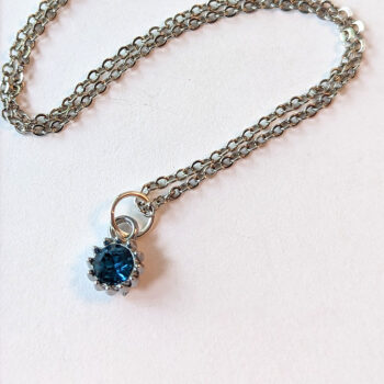 December Birthstone Royal Blue Rhinestone Charm Necklace - Image 4