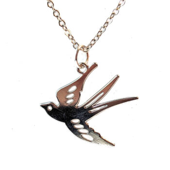 Hollow Silver Flying Sparrow Bird Necklace