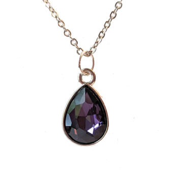 February Birthstone Purple Rhinestone Teardrop Necklace