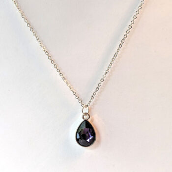 February Birthstone Purple Rhinestone Teardrop Necklace - Image 2