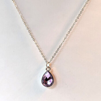 June Birthstone Mauve Rhinestone Teardrop Necklace - Image 4