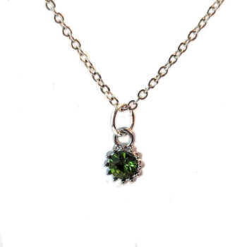 August Birthstone Green Rhinestone Charm Necklace