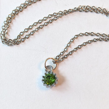 August Birthstone Green Rhinestone Charm Necklace - Image 3