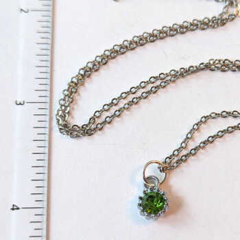 August Birthstone Green Rhinestone Charm Necklace - Image 2