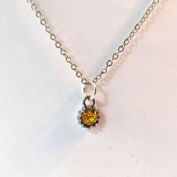 November Birthstone Yellow Rhinestone Charm Necklace