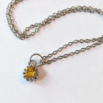 November Birthstone Yellow Rhinestone Charm Necklace - Image 3