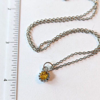 November Birthstone Yellow Rhinestone Charm Necklace - Image 2