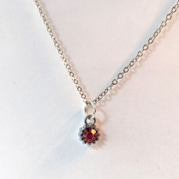 October Birthstone Pink Rhinestone Charm Necklace