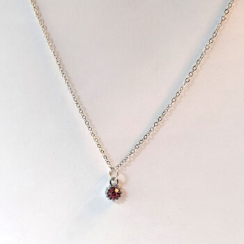 October Birthstone Pink Rhinestone Charm Necklace - Image 2