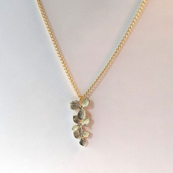 Gold Triple Cascading Fixed Orchid Flower Necklace - Image 4