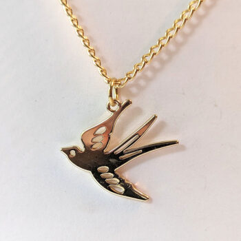 Hollow Gold Flying Sparrow Bird Necklace