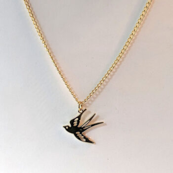 Hollow Gold Flying Sparrow Bird Necklace - Image 4